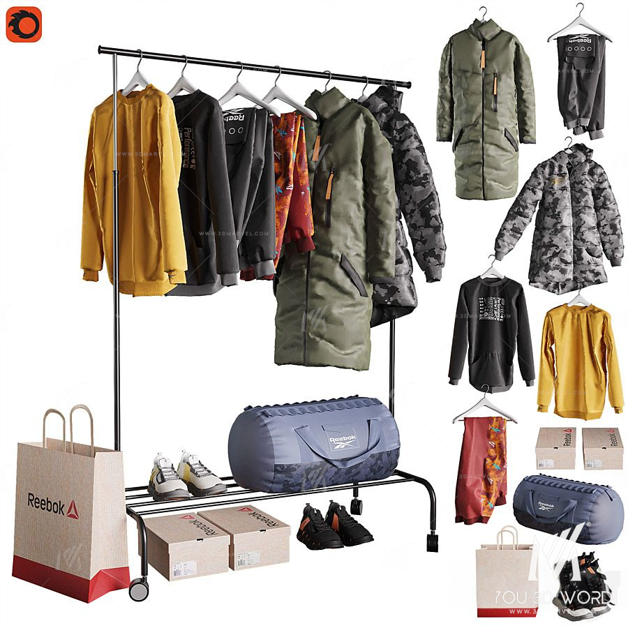 Floor hanger with clothes